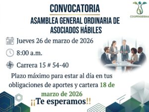 Banner de invitación a la asamblea general ordinaria de asociados hábiles